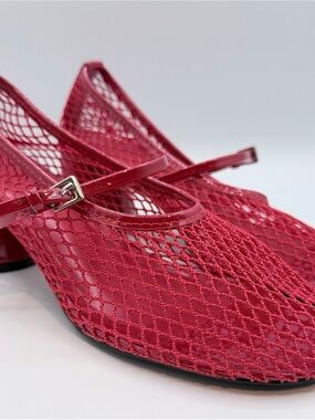 Steve Madden “Raynor”Red Mesh Mary Jane Block Heels